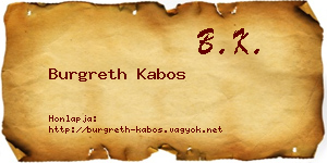 Burgreth Kabos névjegykártya